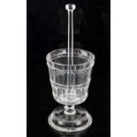 Unusual 19th century glass with internal column protruding above the level of the rim,