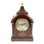 Early 20th century mahogany twin fusee eight day bracket clock, silvered dial with Roman numerals,