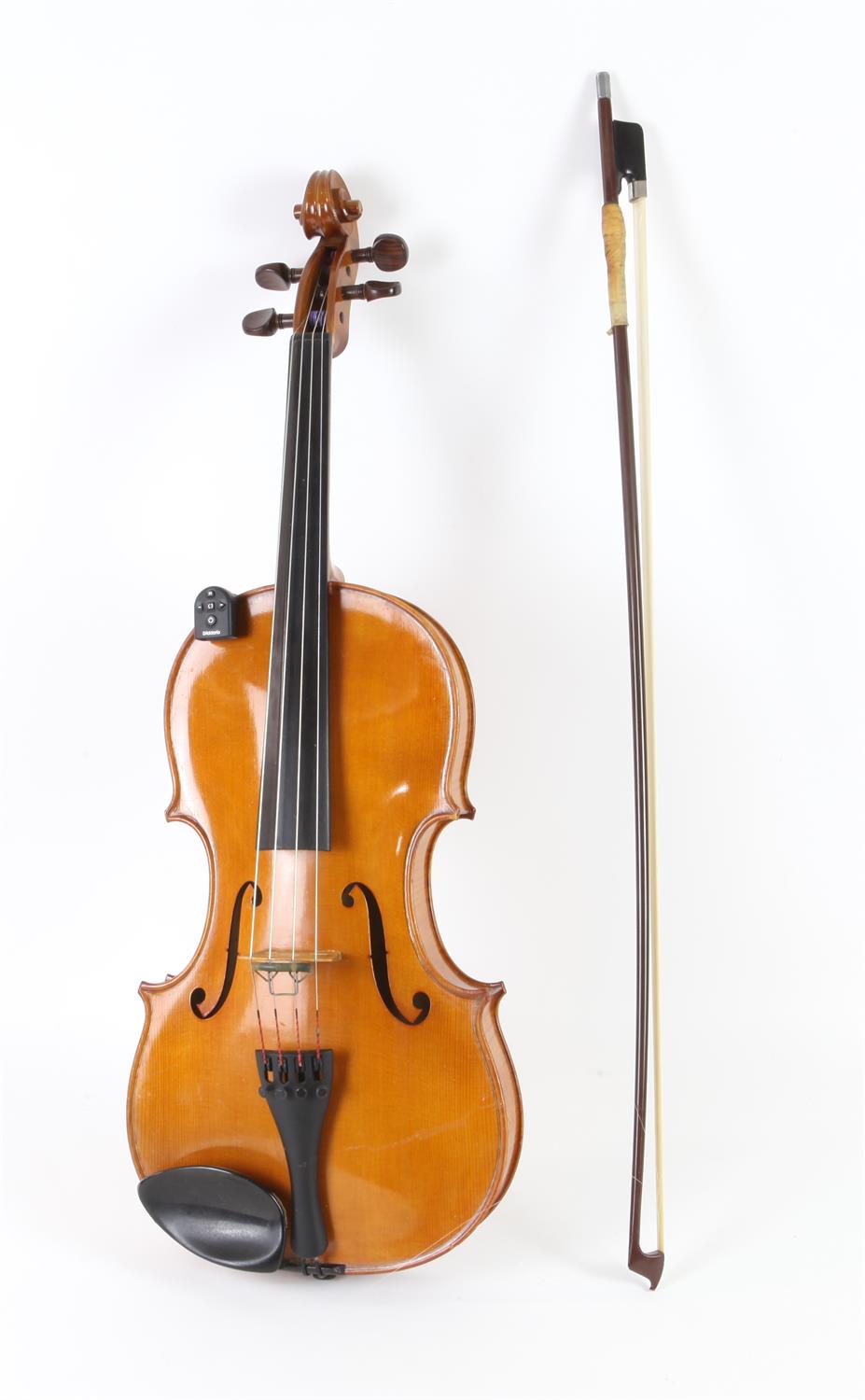 Violin in padded case, unmarked, back 41cm; with a Roth-Glasser violin bow, 74cm (2) - Image 2 of 2