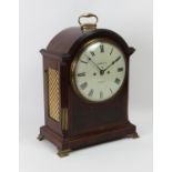 Late 19th century mahogany eight day bracket clock, convex painted dial with Roman numerals,