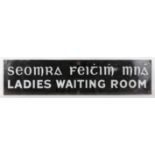 Ladies Waiting Room enamel sign, 22 x 92.5cm.