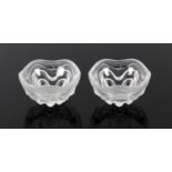 Pair of Modern Lalique bowls of floral design, bearing labels for Lalique Paris, h6cm diameter 10cm