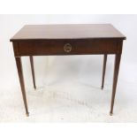 Early 19th century French side table, the rectangular top over a frieze drawer, formerly fitted