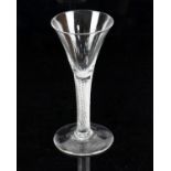 18th century air twist ale glass on round foot, 18cm high,