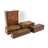 Early 20th century mahogany miniature chest of drawers, two small over three long drawers,