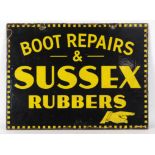 Boot Repairs and Sussex Rubbers double-sided enamel advertising sign, 45.5 x 60.5cm.