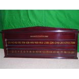 John Bennett dark mahogany slider c1880. Mahogany slider scoreboard with raised pediment,