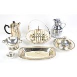 Elkington 'Cardinal Plate' coffee pot, a chrome Thermos jug, a muffin dish and cover,