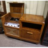 AMENDED DESCRIPTION - 1940s burr walnut McMichael Radio Ltd radiogram, now lacking gramophone,