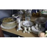 Collection of German and other cabinet plates, four dwarf candle sticks and another