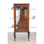 Mahogany glazed display cabinet, with single astragal glazed door on carved cabriole legs with pad