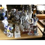 Set of miscellaneous porcelain items, to include figures playing instruments, Blackpool china