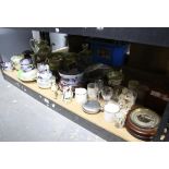 Victorian green and white tea wares, coffee cans, barometer and other ceramics