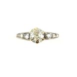 Antique old cut diamond ring, central diamond estimated weight 1.00 carat, with rose cut diamond