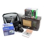 Philips bakelite radio, Roberts Travelling Lite 2 radio, Canon EOS 20D DSLR camera with 75 - 300mm