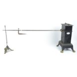 19th century French Napoleon III cast iron rotisserie / roasting spit with clockwork motor,