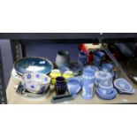 Decorative and other china to include a collection of Wedgwood blue jasper