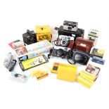 Collection of cameras and camera accessories, to include Kodak Motormatic 35F camera in leather