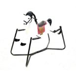 Metal rocking horse on sprung rockers, re-painted, H89 L98 cm