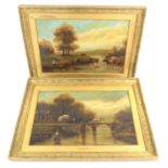 Nineteenth-century English School, pair of oil on canvas landscapes. Both signed 'J. Corbett'.