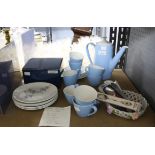 Johnson Bros 'Snowhite' pattern part coffee service, six cups and saucers, six plates, coffee pot,