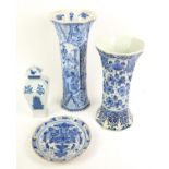 AMENDED DESCRIPTION Delft blue and white plate, depicting birds under a vase of flowers, unmarked,