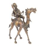 Cast metal figure of a camel with rider, H56cm