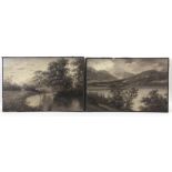 Arthur Knowles, pair, landscapes en-grisaille, oil on board, signed 31 x 47cm