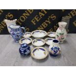MISCELLANEOUS ITEMS TO INCLUDE OLD TUPTON BULBOUS VASE BURLEIGH DESSERT BOWLS RINGTONS CHINTZ JUG