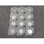 12 AUSTRIAN 25 SCHILLING SILVER COINS FROM 1955 TO 1966