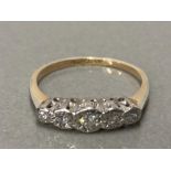 AN 18CT YELLOW GOLD AND PLATINUM DIAMOND RING SIZE M 2.1G GROSS