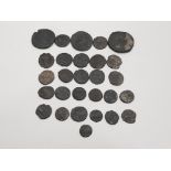 28 ROMAN COINS IN BLUE DISPLAY CASE ALL GENUINE