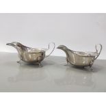 2 SHEFFIELD HALLMARKED SILVER GRAVY BOATS 210GRAMS