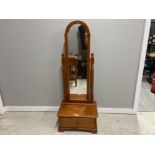 A PINE CHEVAL MIRROR WITH SINGLE DRAWER BELOW 155CM HIGH