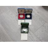 3 ROYAL MINT UK SILVER PROOF CROWNS INCLUDES 1972 SILVER WEDDING, 1977 JUBILEE AND 1981 DIANA