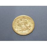 22CT GOLD 1908 FULL SOVEREIGN STRUCK IN MELBOURNE