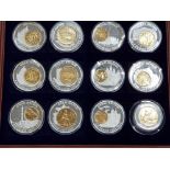 HISTORY OF BRITISH CURRENCY 12 COIN COLLECTION SET IN COPPER SILVER PLATED MEDALS AND LAY COIN