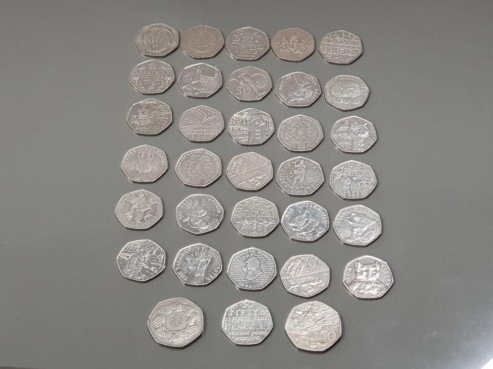 33 DIFFERENT COMMEMORATIVE 50 PENCE PIECES NICE CONDITION