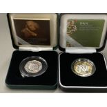 2003 UK PROOF PIEDFORT DNA £2 COIN .925 SILVER 10000 MINTAGE AND 2005 UK PROOF PIEDFORT 50P SAMUEL