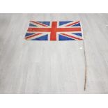 WAR TORN UNION JACK FLAG ON POLE 130CM BY 69CM