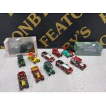 COLLECTION OF DIE CAST VEHICLES AND 2 MILITARY TRUCKS INCLUDES ATLAS EDITION AND ULTIMATE TANK