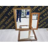 ORNATE GILT FRAMED MIRROR TOGETHER WITH 2 OTHERS