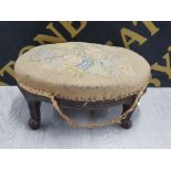 OVAL SHAPED TAPESTRY TOPPED VICTORIAN FOOTSTOOL