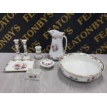 A 19TH/ 20TH CENTURY DRESSING TABLE AND WASH SET WITH FLORAL DECORATION BY H AND K TUNSTALL NO -