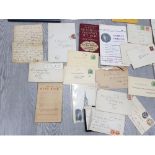 VARIOUS LETTERS WITH STAMPS INCLUDES ENGLISH AND IRISH WITH A HENRY WOODS BOOK BY JAMES CREIG WITH