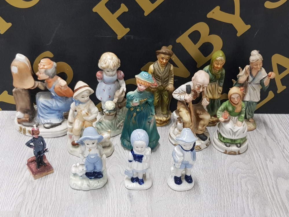 MISCELLANEOUS CONTINENTAL FIGURES INCLUDES ELDERLY MAN WITH SMOKING PIPE ETC