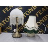 DENBY COLOROLL HANDTRHOWN TABLE LAMP BY ALAN PICKERING TOGETHER WITH A VICTORIAN STYLE BEASS