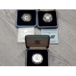3 ROYAL MINT UK SILVER PROOF 2 POUND COINS INCLUDES 1986 COMMONWEALTH GAMES, 1995 UN AND 1996