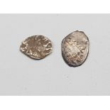 2 RUSSIAN SILVER WIRE KUPEK COINS COMPRISING DATES SUCH AS 1616 AND 1645