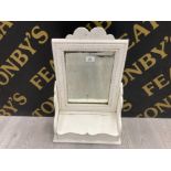 AN EARLY 20TH CENTURY WHITE PAINTED HALL MIRROR WITH CANDLE BOX 53 X 33.5CM